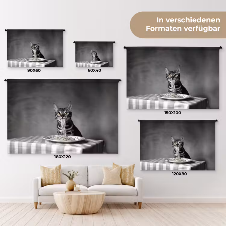 Bengaal - Kat - Tafelkleed - Zwart - Wit - Dier Wandkleed katoen klein -tsfeer8_DE