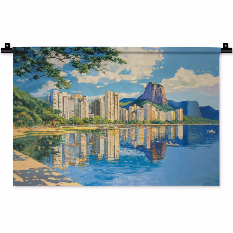 Berg - Skyline - Strand - Water Wandkleed katoen klein -zz3d