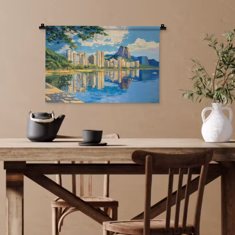 Berg - Skyline - Strand - Water Wandkleed katoen klein -sfeer6