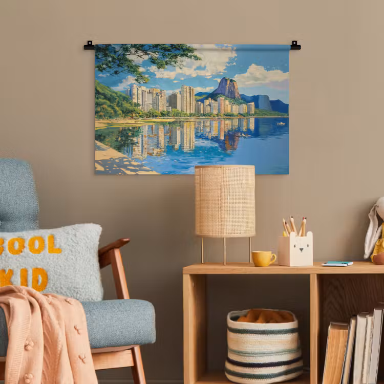 Berg - Skyline - Strand - Water Wandkleed katoen klein -wsfeer4_kind