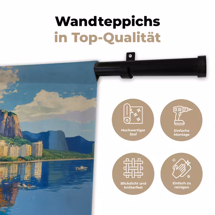 Berg - Skyline - Strand - Water Wandkleed katoen klein -tsfeer2_DE