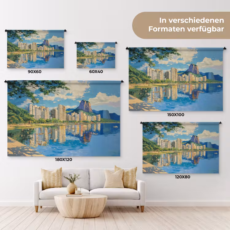 Berg - Skyline - Strand - Water Wandkleed katoen klein -tsfeer8_DE