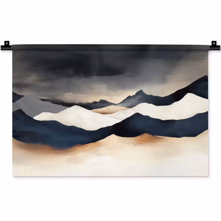 Bergen - Donkerblauw - Landschap Wandkleed katoen klein -zz3d