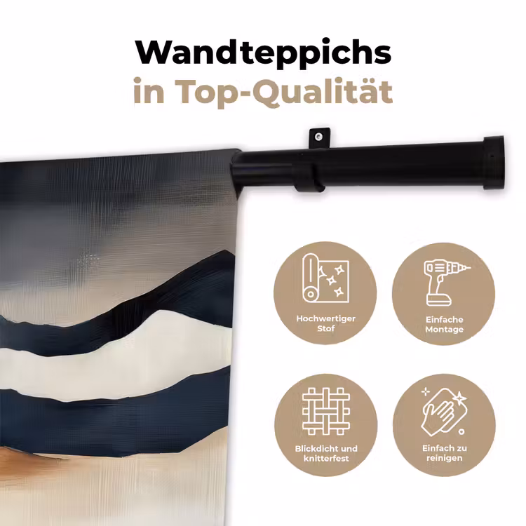 Bergen - Donkerblauw - Landschap Wandkleed katoen klein -tsfeer2_DE