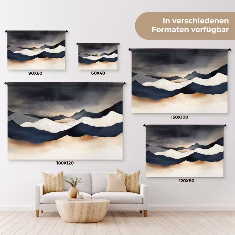 Bergen - Donkerblauw - Landschap Wandkleed katoen klein -tsfeer8_DE