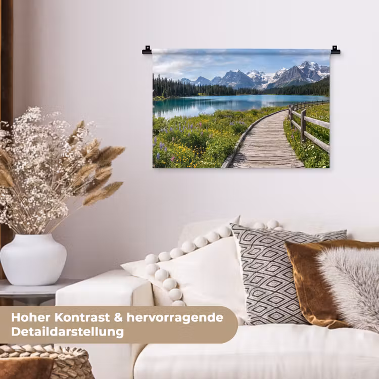 Bergen - Meer - Landschap - Blauw Wandkleed katoen klein -tsfeer1_DE