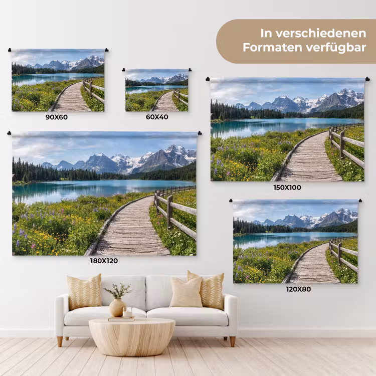 Bergen - Meer - Landschap - Blauw Wandkleed katoen klein -tsfeer8_DE