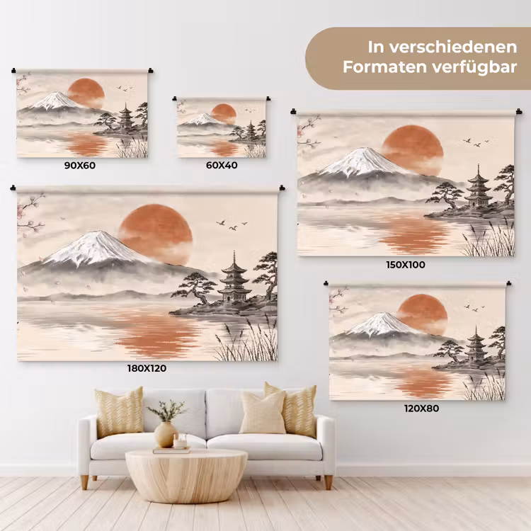Bergtop - Meer - Bloesem Wandkleed katoen klein -tsfeer8_DE