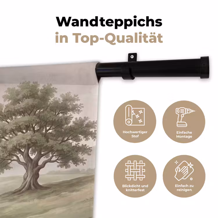 Heuvellandschap - Bomen - Natuur - Groen Wandkleed katoen klein -tsfeer2_DE