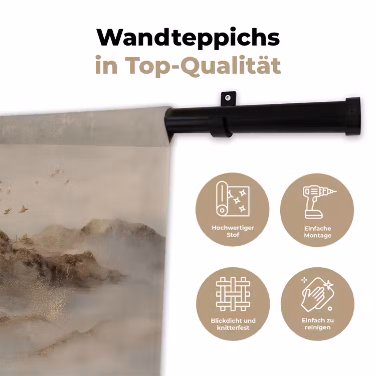 Berglandschap - Mist - Penseelstreken Wandkleed katoen klein -tsfeer2_DE