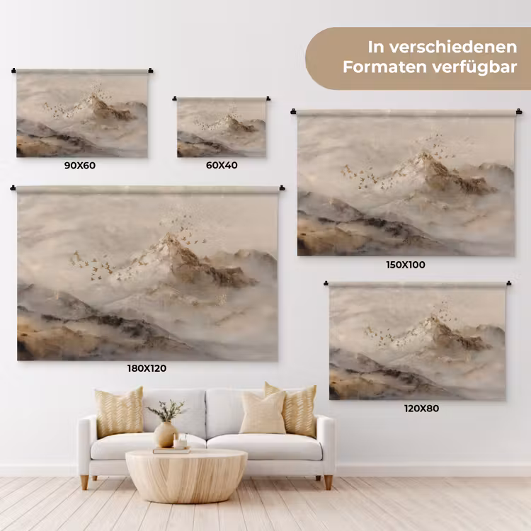 Berglandschap - Mist - Penseelstreken Wandkleed katoen klein -tsfeer8_DE