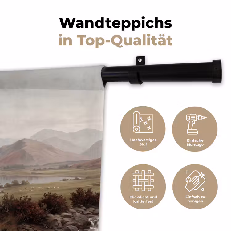 Berglandschap - Meer - Bergen - Vallei - Klassiek Wandkleed katoen klein -tsfeer2_DE