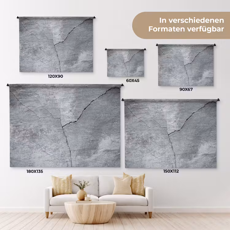 Beton - Grijs - Scheur Wandkleed katoen klein -tsfeer8_DE
