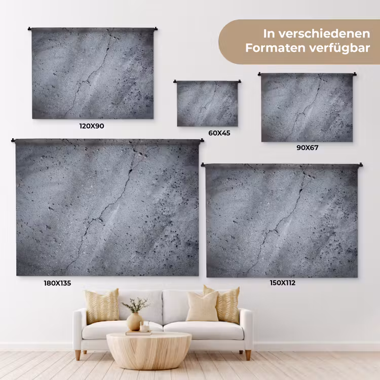 Beton - Grijs - Scheur Wandkleed katoen klein -tsfeer8_DE