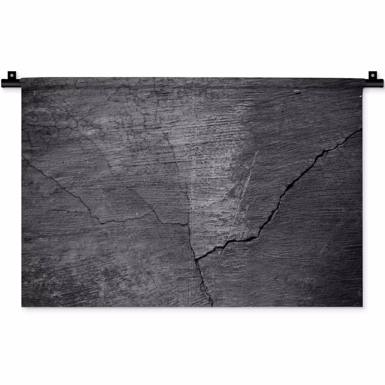 Beton - Zwart - Scheur Wandkleed katoen klein -zz3d