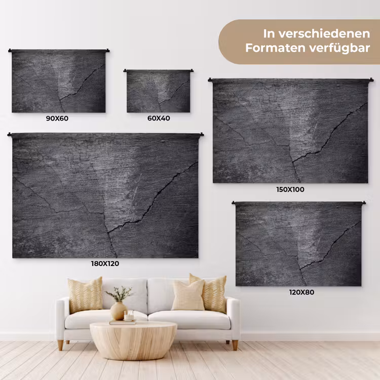 Beton - Zwart - Scheur Wandkleed katoen klein -tsfeer8_DE