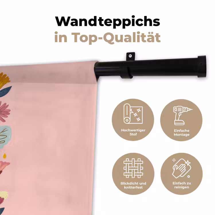 Bij - Geel - Bloemen - Kleurrijk Wandkleed katoen klein -tsfeer2_DE