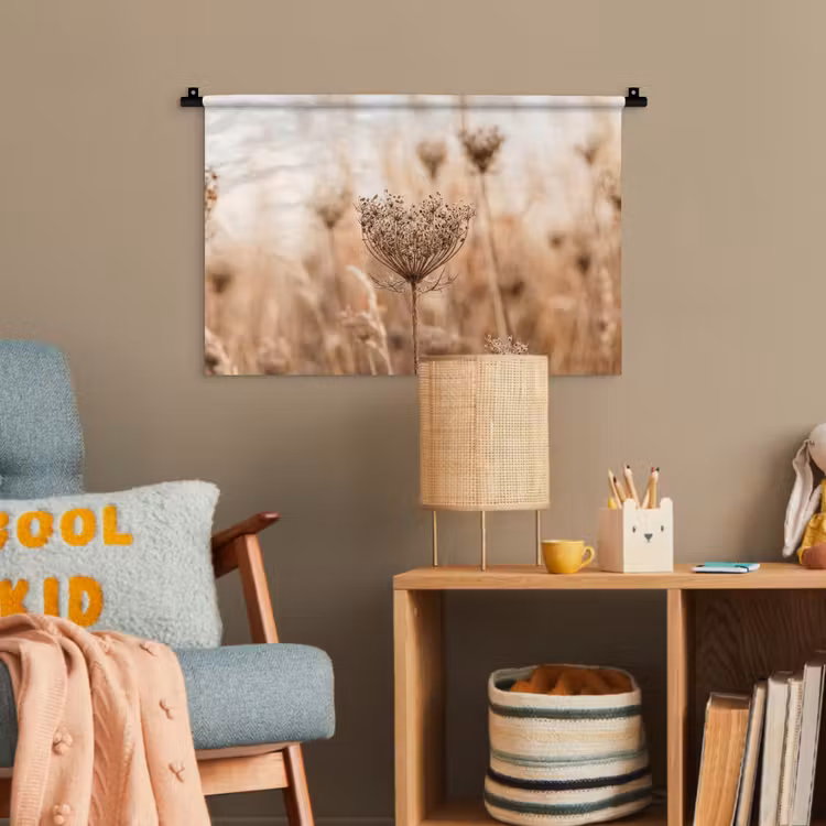 Schermbloem - Droogbloem - Winter - Beige - Minimalistisch Wandkleed katoen klein -wsfeer4_kind