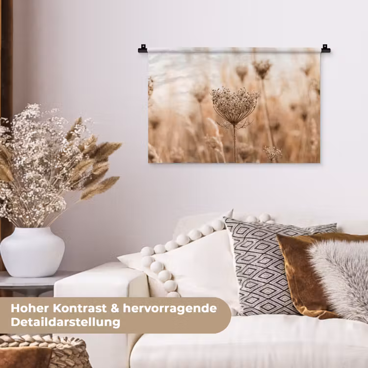 Schermbloem - Droogbloem - Winter - Beige - Minimalistisch Wandkleed katoen klein -tsfeer1_DE