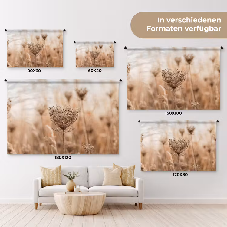 Schermbloem - Droogbloem - Winter - Beige - Minimalistisch Wandkleed katoen klein -tsfeer8_DE