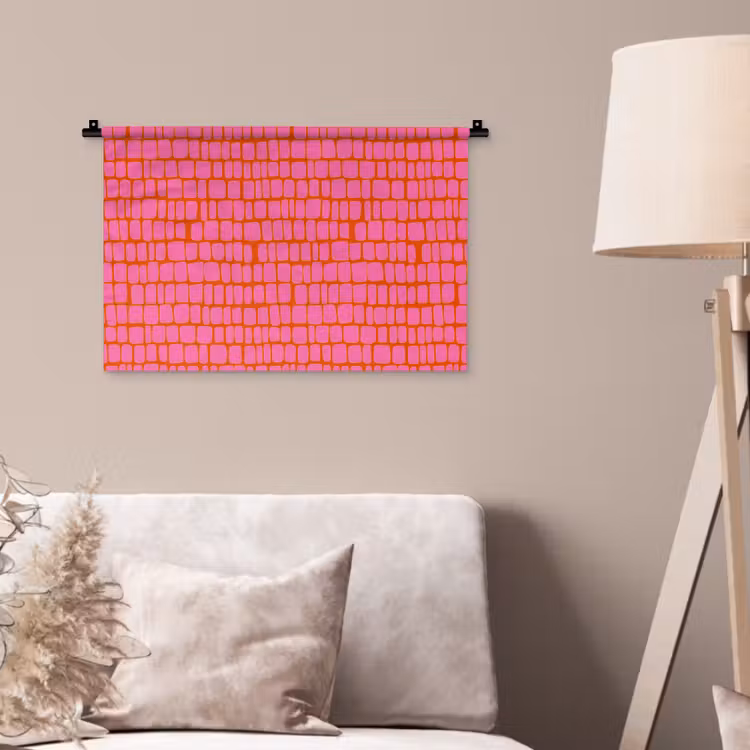 Organisch - Raster - Roze Wandkleed katoen klein 269 -sfeer4