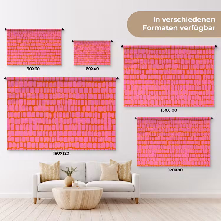 Organisch - Raster - Roze Wandkleed katoen klein 269 -tsfeer8_DE