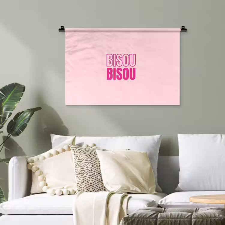 Bisou - Roze - Minimalistisch Wandkleed katoen klein -sfeer7