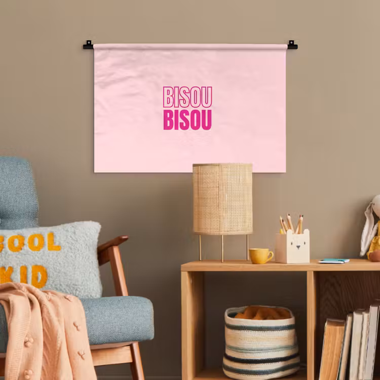 Bisou - Roze - Minimalistisch Wandkleed katoen klein -wsfeer4_kind