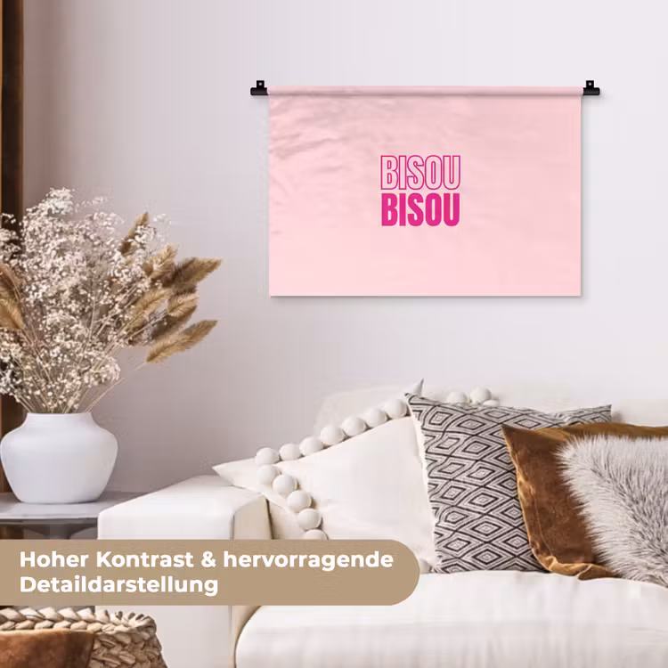 Bisou - Roze - Minimalistisch Wandkleed katoen klein -tsfeer1_DE