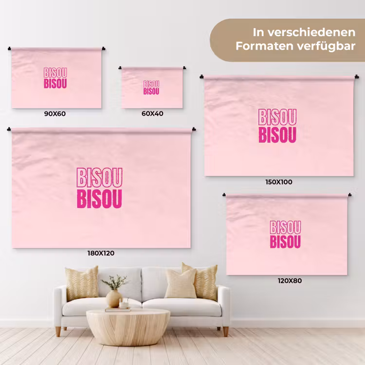 Bisou - Roze - Minimalistisch Wandkleed katoen klein -tsfeer8_DE