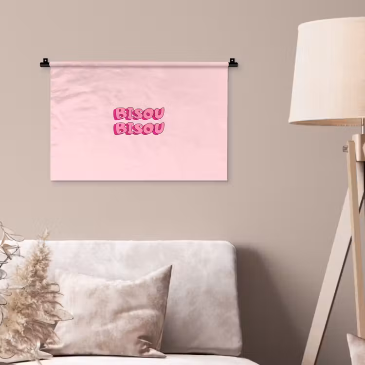 Bisou - Roze - Schaduw Wandkleed katoen klein -sfeer4