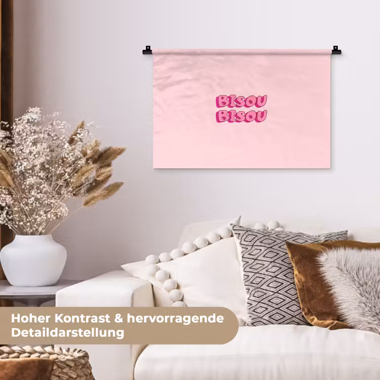 Bisou - Roze - Schaduw Wandkleed katoen klein -tsfeer1_DE