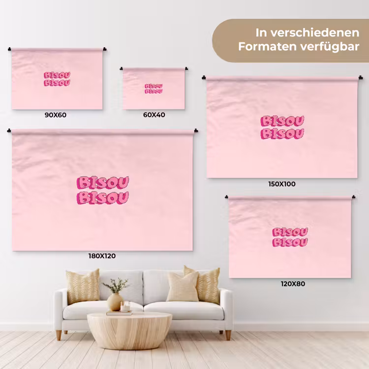 Bisou - Roze - Schaduw Wandkleed katoen klein -tsfeer8_DE