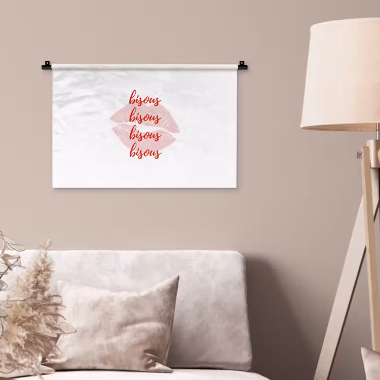 Bisous - Lip - Wit - Rood Wandkleed katoen klein -sfeer4