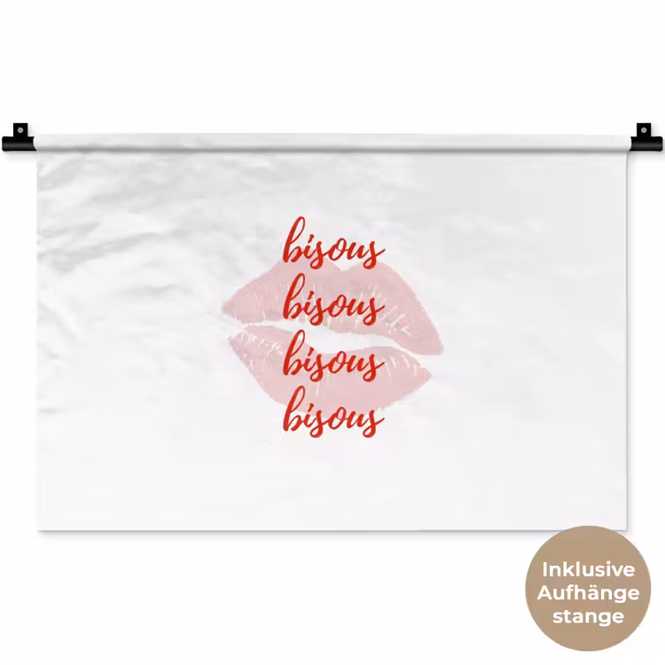 Bisous - Lip - Wit - Rood Wandkleed katoen klein -t3d_DE