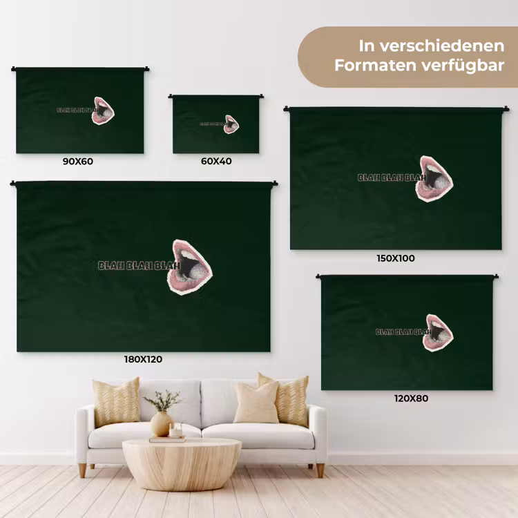 BLAH BLAH BLAH - Mond - Groen Wandkleed katoen klein -tsfeer8_DE