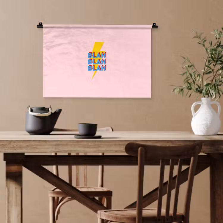 Blah - Bliksem - Roze Wandkleed katoen klein -sfeer6