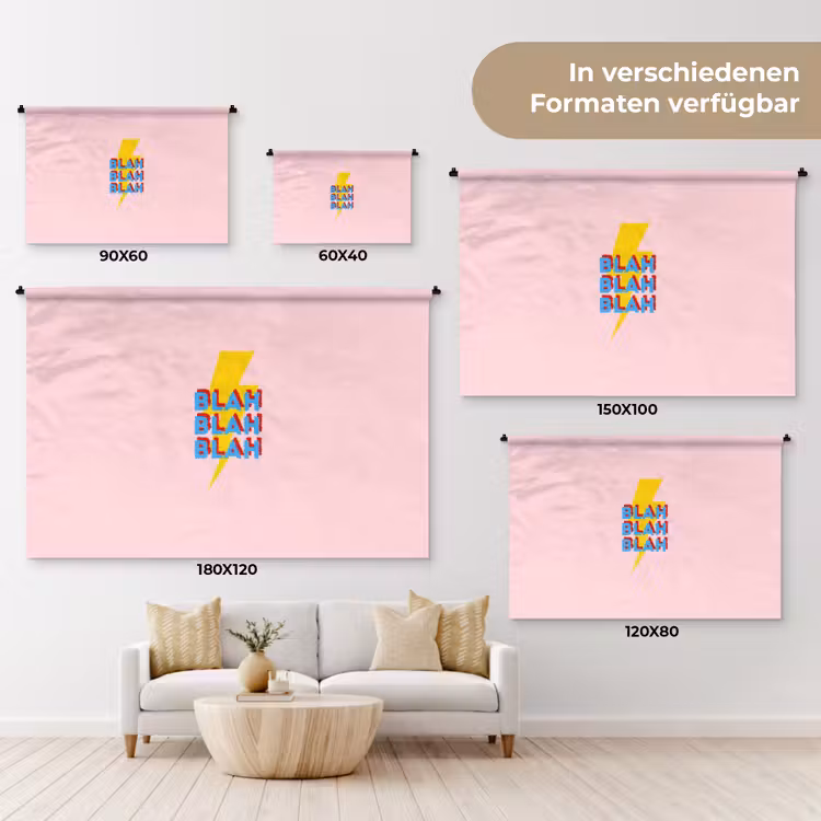 Blah - Bliksem - Roze Wandkleed katoen klein -tsfeer8_DE