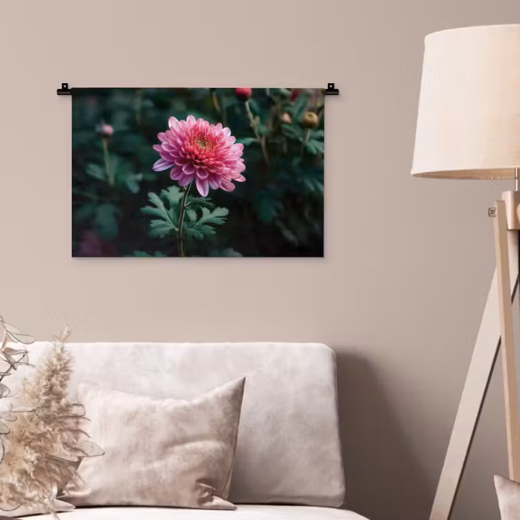 Blad - Chrysant - Roze - Schaduw Wandkleed katoen klein -sfeer4