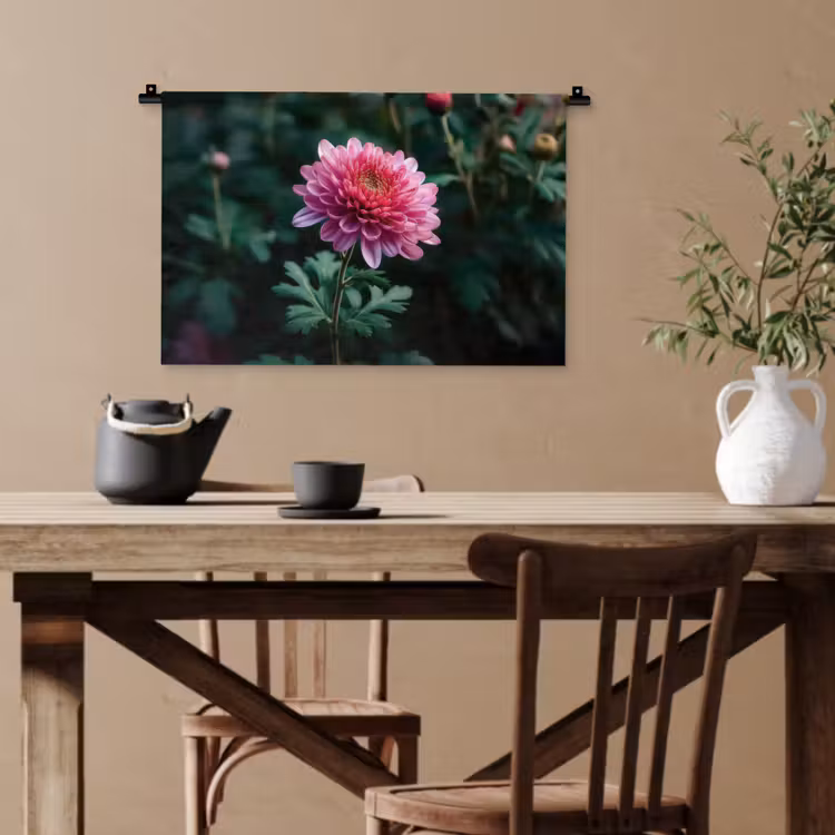Blad - Chrysant - Roze - Schaduw Wandkleed katoen klein -sfeer6