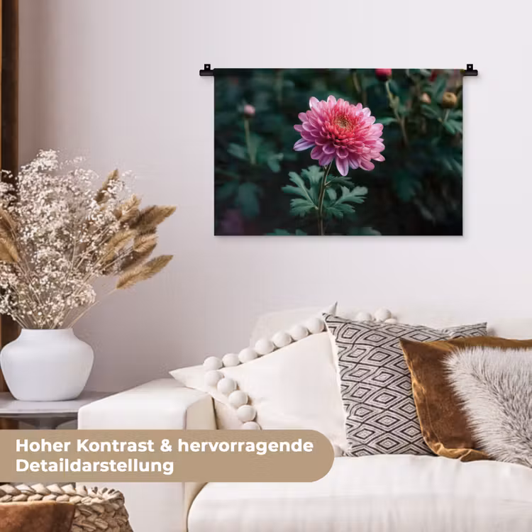 Blad - Chrysant - Roze - Schaduw Wandkleed katoen klein -tsfeer1_DE
