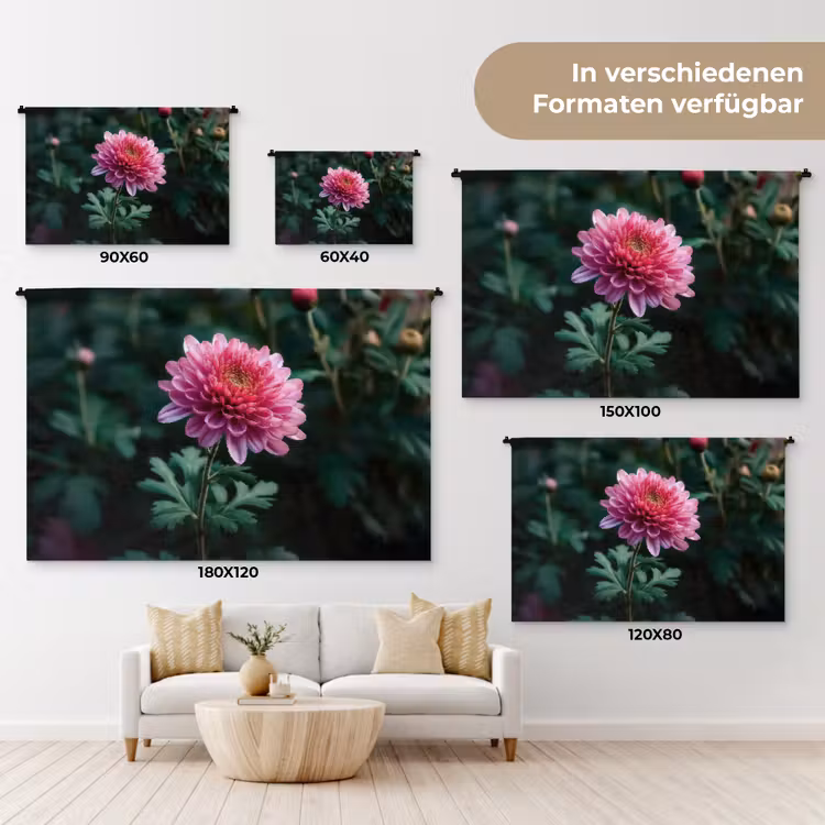 Blad - Chrysant - Roze - Schaduw Wandkleed katoen klein -tsfeer8_DE