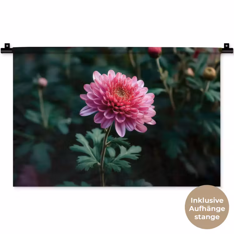 Blad - Chrysant - Roze - Schaduw Wandkleed katoen klein -t3d_DE