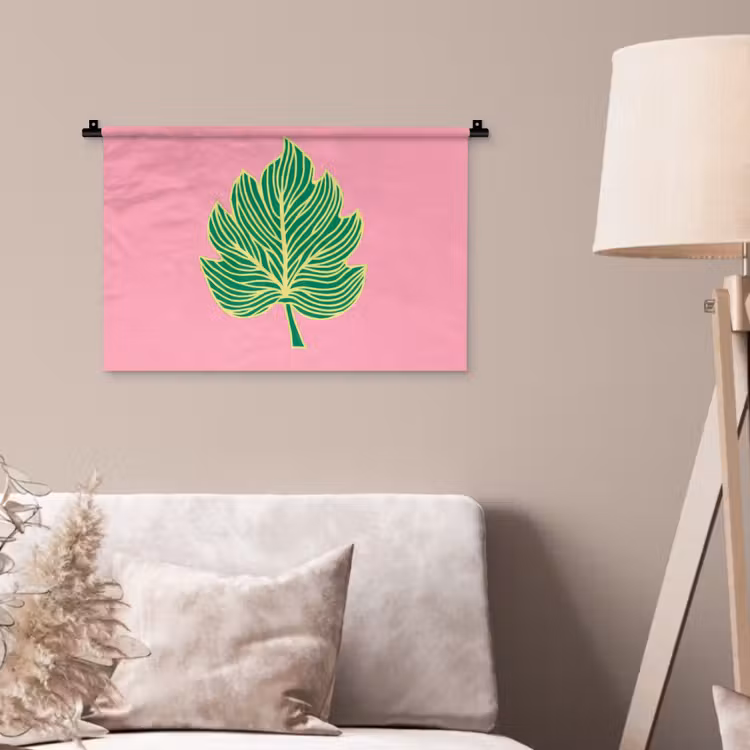 Blad - Groen - Illustratie - Minimalistisch Wandkleed katoen klein -sfeer4