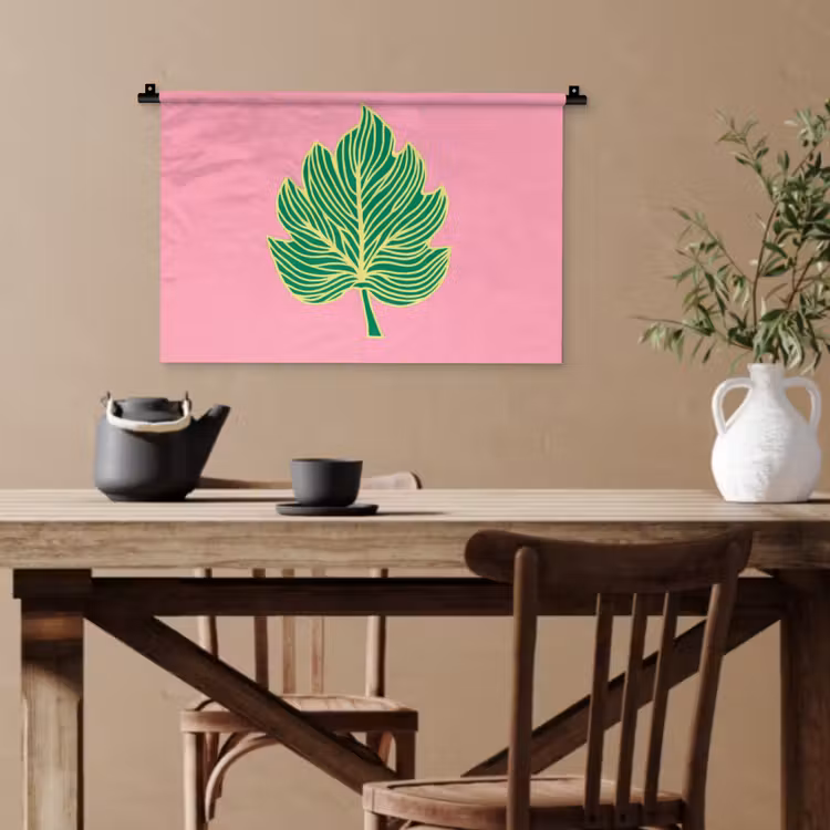 Blad - Groen - Illustratie - Minimalistisch Wandkleed katoen klein -sfeer6