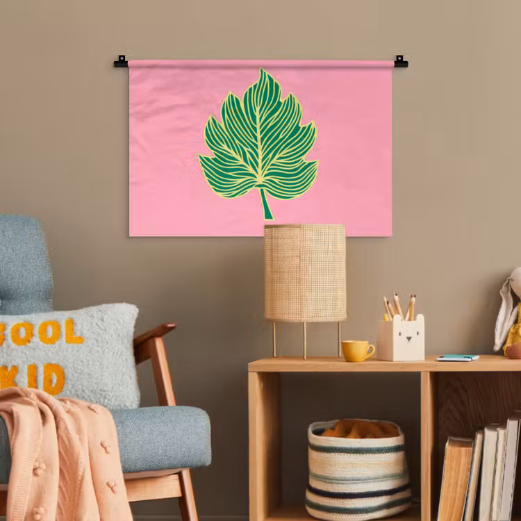 Blad - Groen - Illustratie - Minimalistisch Wandkleed katoen klein -wsfeer4_kind