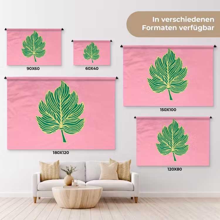 Blad - Groen - Illustratie - Minimalistisch Wandkleed katoen klein -tsfeer8_DE