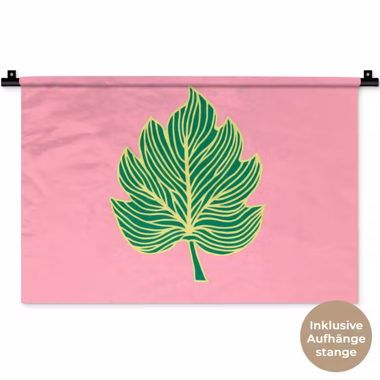Blad - Groen - Illustratie - Minimalistisch Wandkleed katoen klein -t3d_DE
