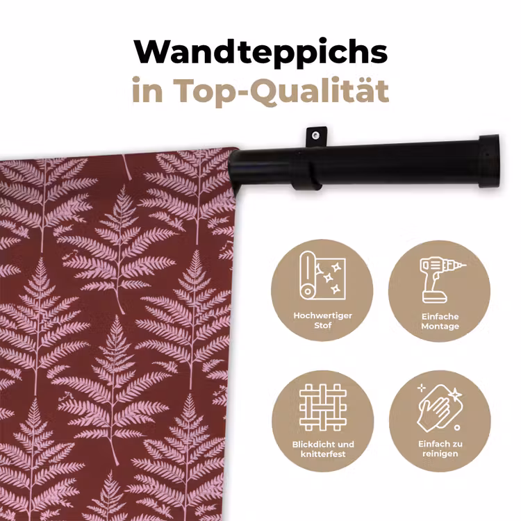 Blad - Patroon - Paars Wandkleed katoen klein 269 -tsfeer2_DE
