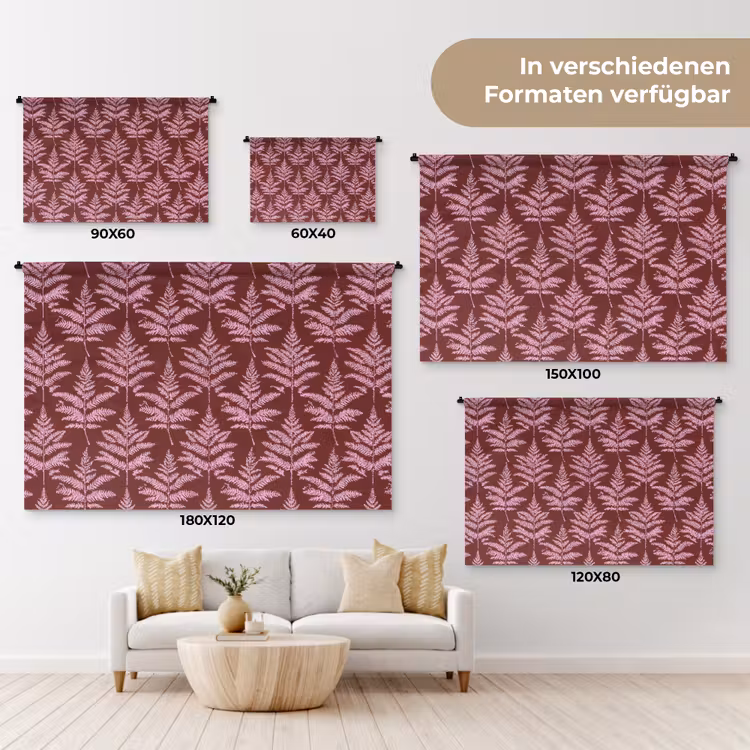 Blad - Patroon - Paars Wandkleed katoen klein 269 -tsfeer8_DE